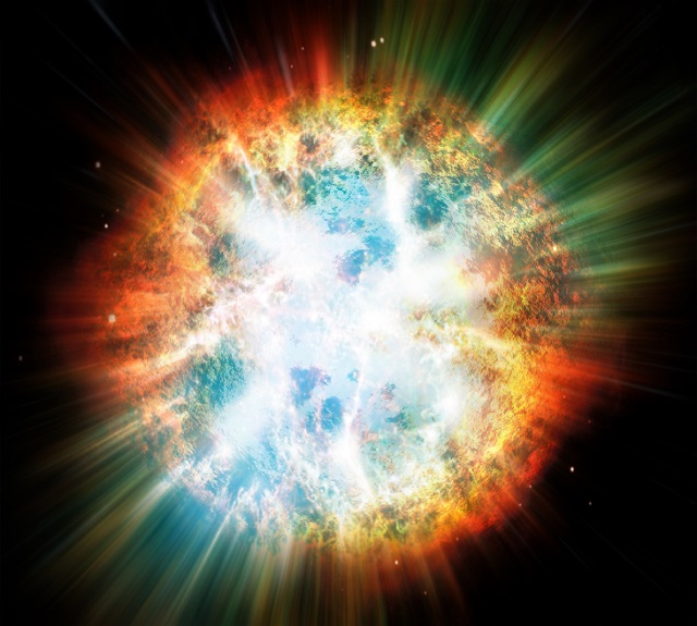 Illustration of a planet or star explosion.